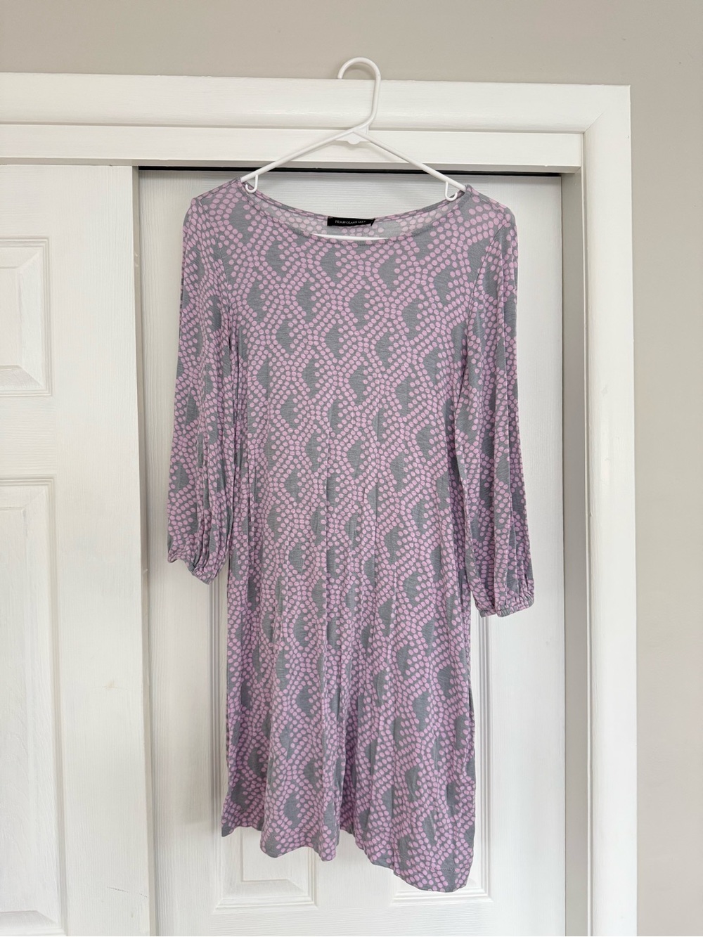 Hourglass Lilly Pink and Gray Long Sleeve Patterned Shift Dress